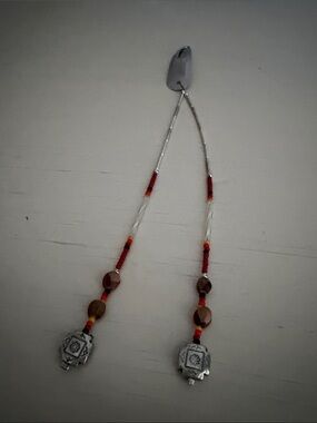 NWOT Hand-crafted Beaded Dangling Hair Clip with Silver Accents